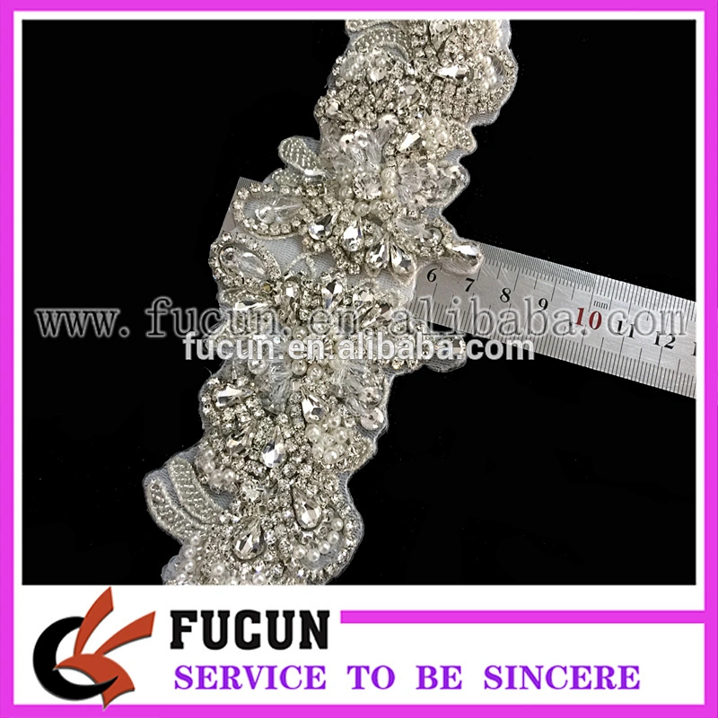 Gorgeous Bridal Applique Pearl Diamante Applique Beaded Motif Rhinestone Trim