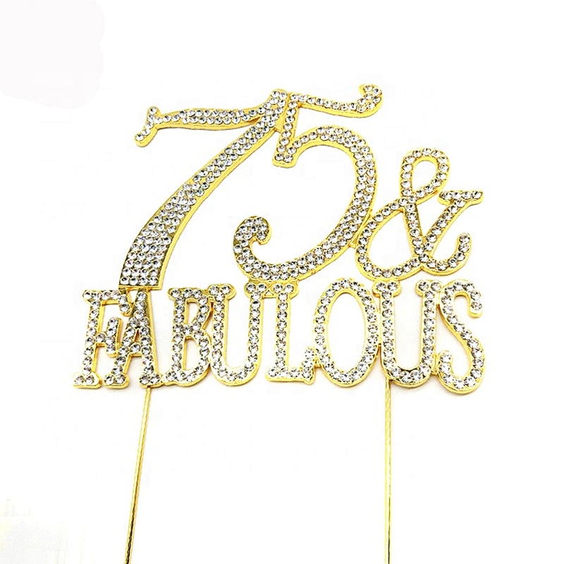 Sparkly Birthday Party Decorations GOLD 75 & Fabulous Rhinestone Cake Topper