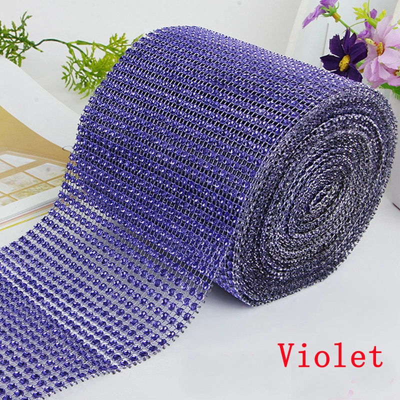 Party Supplier 24 Row Plastic Rhinestone Mesh Ribbon Roll for Cake Wedding Birthday Decor