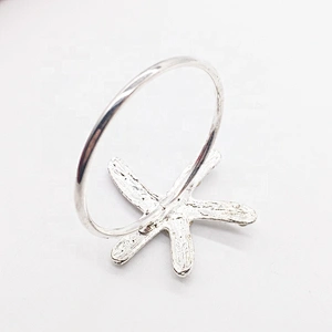 Home Decoration Christmas silver starfish design rhinestone napkin ring