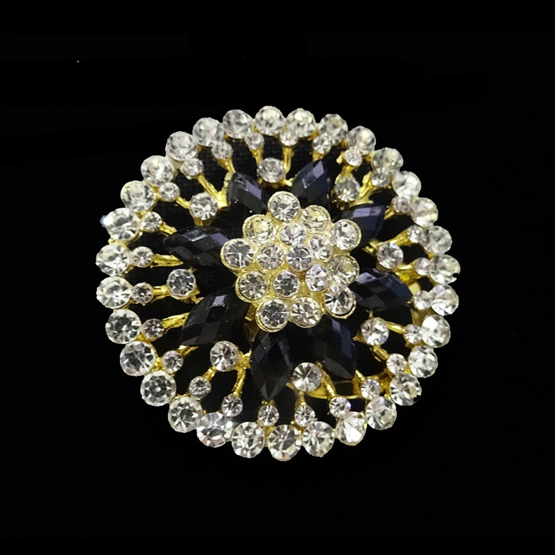 Shiny bling rhinestone crystal metal crafts ,handcraft brooch for wedding gift