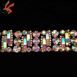 shining AB crystal rhinestone trimming diamante chain trims rhinestone applique trim