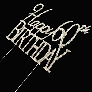 Personalized 60th Years Happy Birthday Cake Topper Party Favors Custom Birthdate Cake Topper