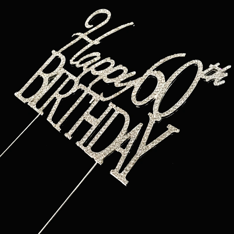 Personalized 60th Years Happy Birthday Cake Topper Party Favors Custom Birthdate Cake Topper