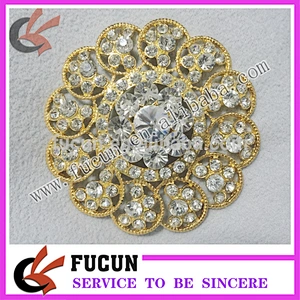 Factory Handmade Gold Base Rhinestone Flower Brooch Big Crystal Brooch Wholesale