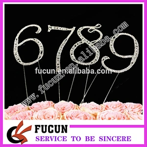 New Large Rhinestone Number Cake Topper for kids party supplies in China