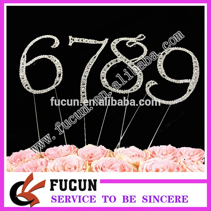 New Large Rhinestone Number Cake Topper for kids party supplies in China