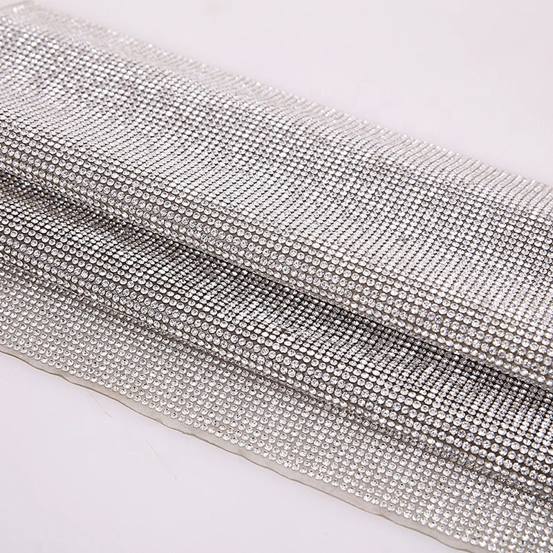 24*40cm High Quality Hotfix Motif Mesh Self Adhesive Rhinestone Crystal Sticker Mesh Sheet
