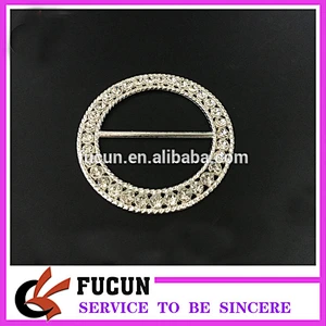 Shinning round shape Rhinestone ribbon slider buckle for wedding invitation cards decoration