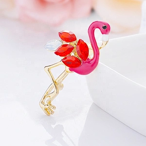 Custom New Products Making Jewelry Gifts Rhinestone Flamingo Brooch