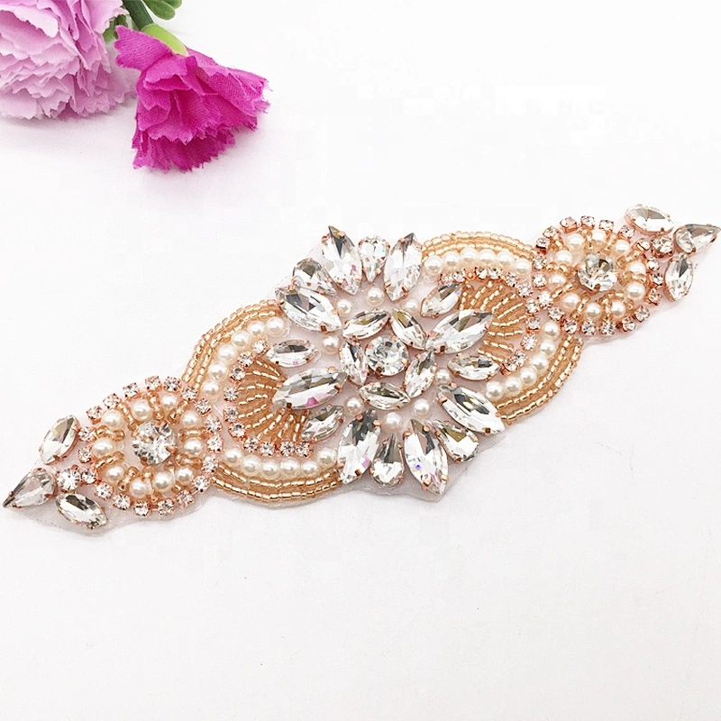 Custom design rhinestone hot fix rhinestone applique patch motif for wedding decors
