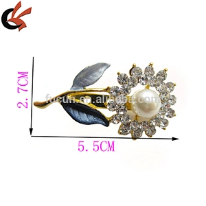 enamel pearl rhinestone sunflower brooch for wedding decoration