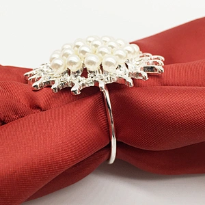 Wedding Christmas Wholesale Pearl beaded napkin rings Thanksgiving napkin holders
