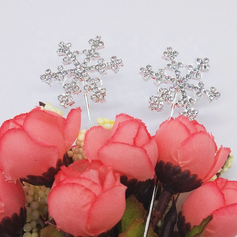 Christmas party decoration Crystal Rhinestone snowflake Cake Pick