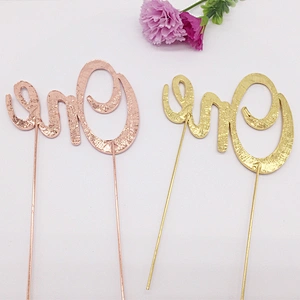 New Arrival Unique Gold One Rhinestone Queen Birthday Cake Topper
