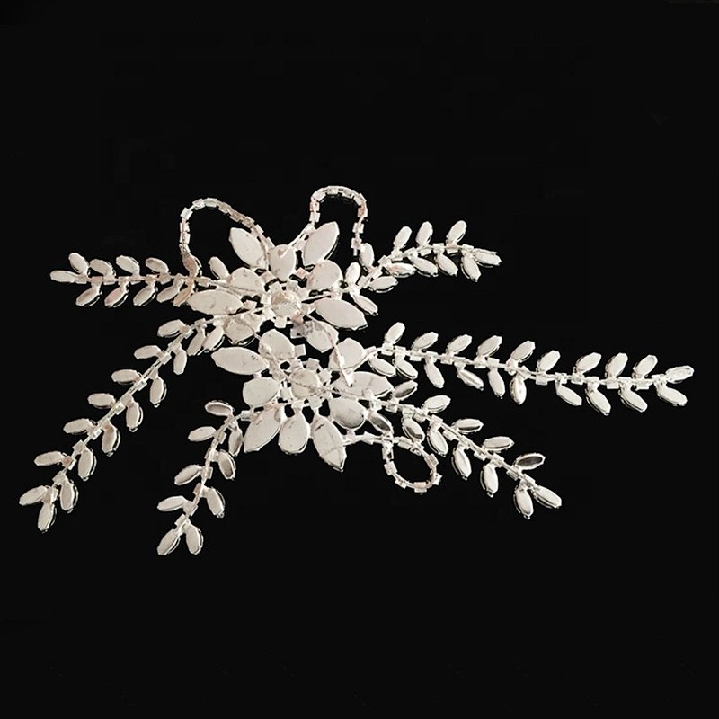 fancy clear ab floral rhinestone motif patches appliques for decoration