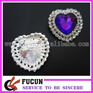 purple heart crystal rhinestone brooch