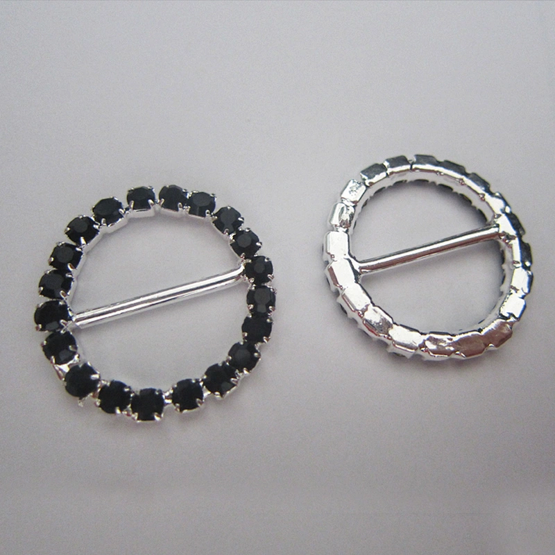 Simple Round Marquise Rhinestone Crystal Wedding Sash Ribbon Slider Belt Buckle