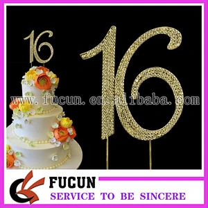 wholesale Large Rhinestone Silver Crystal Sweet Sixteen 16 Birthday Number Cake Topper