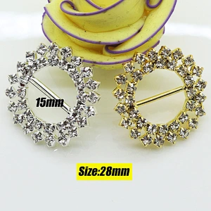 wholesale gold diamante rhinestone buckles for invitation ribbon slider