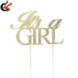 New It is a boy It is a girl gold rhinestone cake topper Gender Reveal Cake Topper