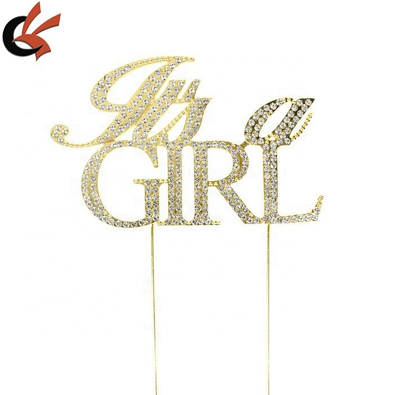 New It is a boy It is a girl gold rhinestone cake topper Gender Reveal Cake Topper