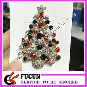 Lovely christmas sales Supplier colorful silver rhinestone Christmas trees brooch for Christmas decoration
