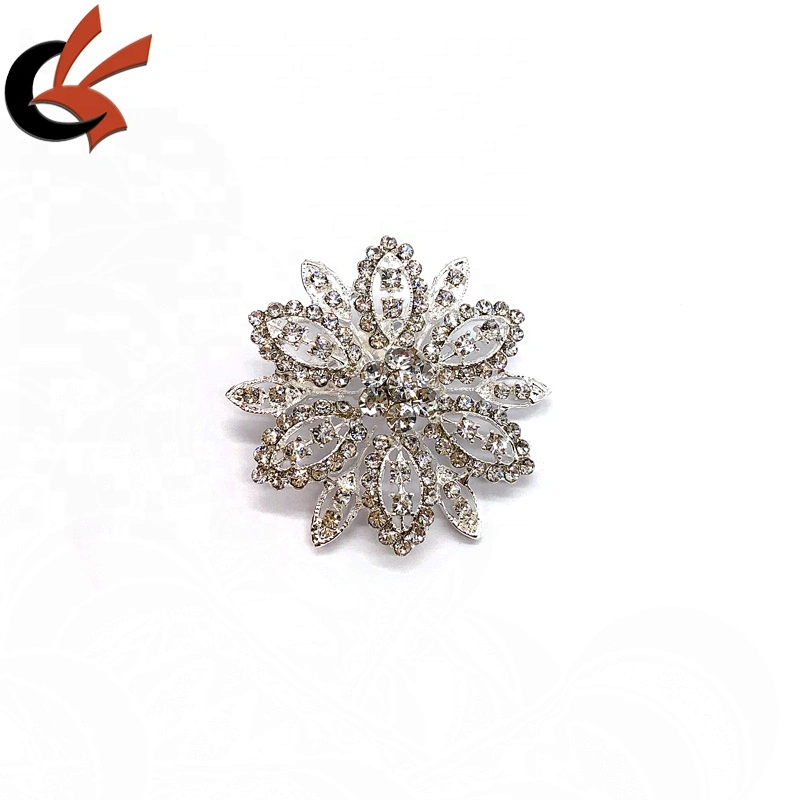 New Silver clear crystal rhinestone flower brooches