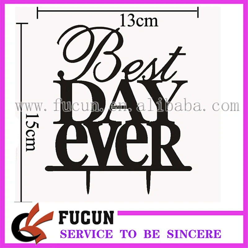 wholesale Removable Best Day Ever Wedding Acrylic Cake Stand topper