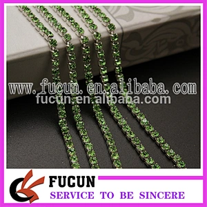 6mm ss28 Aqua color DMC rhinestone trim chain roll rhinestone brass cup chain