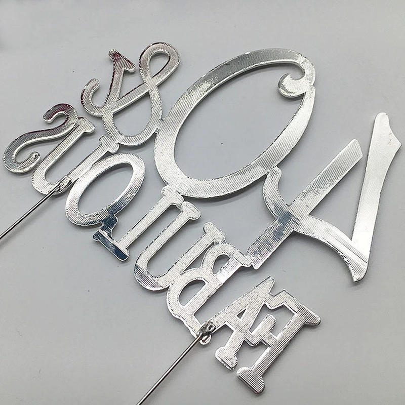 Customized Zinc alloyed silver plating 40 and fabulous cake topper birthday