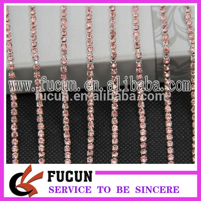 2 rows crystal diamond rhinestone cup chain trimming closed strass chain chaton cup chain