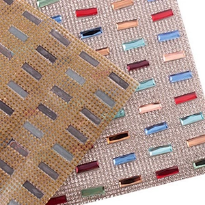 Various colors crystal rhinestone mesh adhesive hot fix rhinestone rainbow sticker sheet
