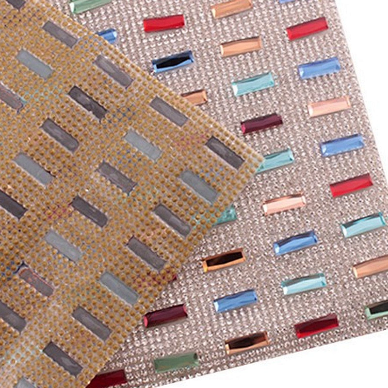 Various colors crystal rhinestone mesh adhesive hot fix rhinestone rainbow sticker sheet