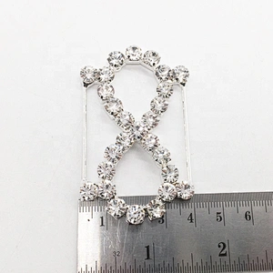 latest popular custom diamante Invitations rhinestone buckle for crystal slider ribbon