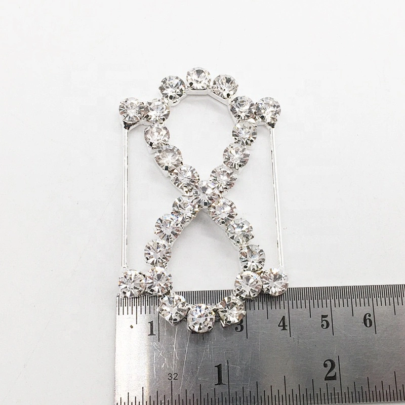 latest popular custom diamante Invitations rhinestone buckle for crystal slider ribbon