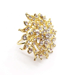 Gold FLORAL RHINESTONE NAPKIN RING