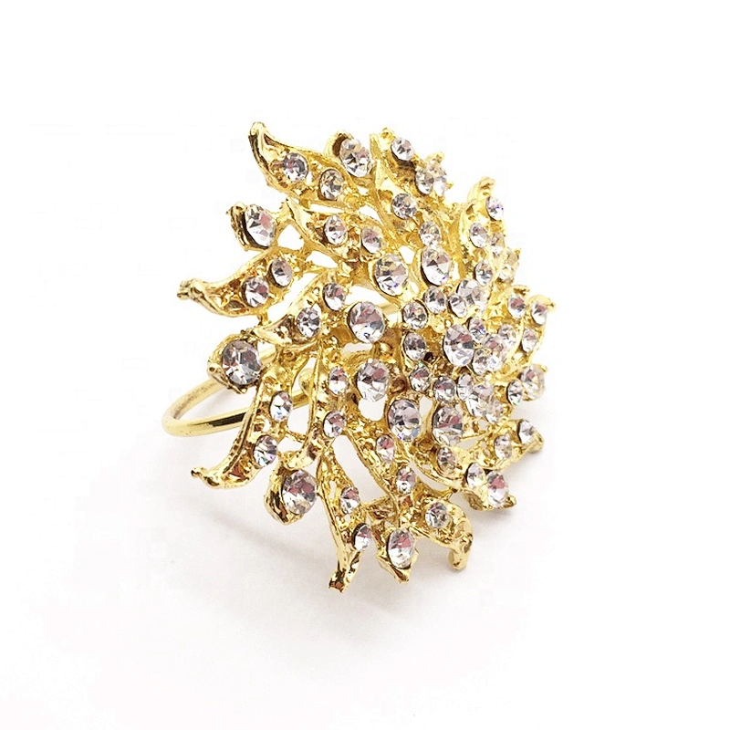 Gold FLORAL RHINESTONE NAPKIN RING