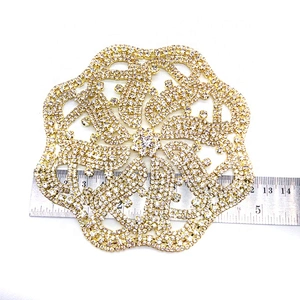 Custom Gold Sew on Large Crystal Rhinestone Appliques