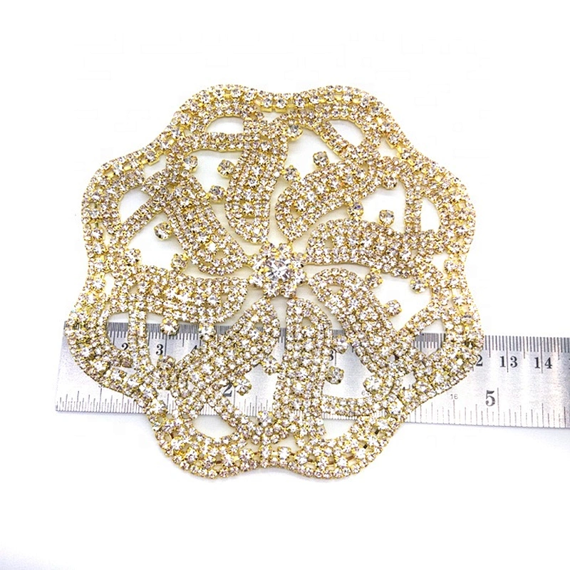 Custom Gold Sew on Large Crystal Rhinestone Appliques