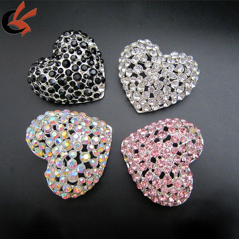 Wedding Bridal Bouquet Full Rhinestone Heart Brooch Pin