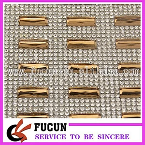 Factory price 10*10MM all glass beads rhinestone mesh trimming 24*40cm/sheet for bags/garment/shoe