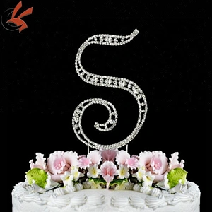 shining rhinestone alphabet cake topper