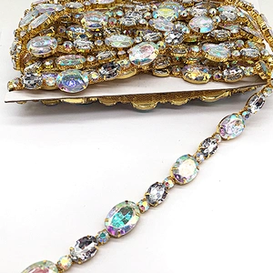 Bulk wholesale Newest gold crystal trimming for apparel