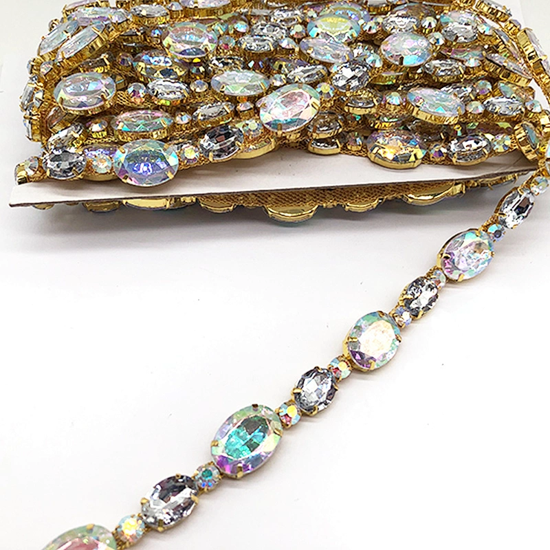 Bulk wholesale Newest gold crystal trimming for apparel