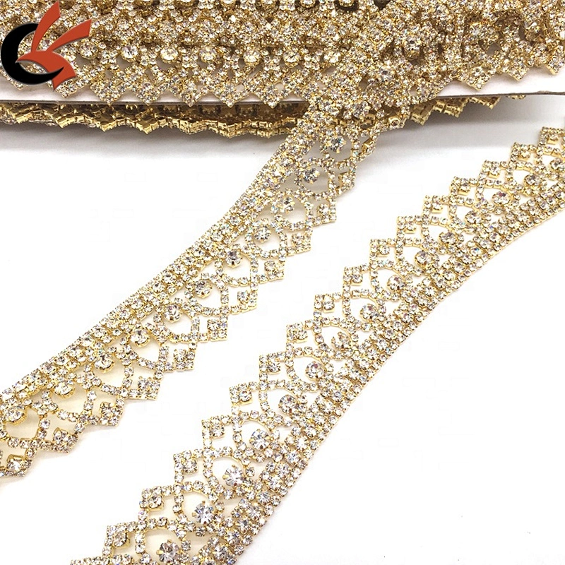 New product 2021 high quality wholesales crystal jewelry fashion gold plating fringe rhinestone trims