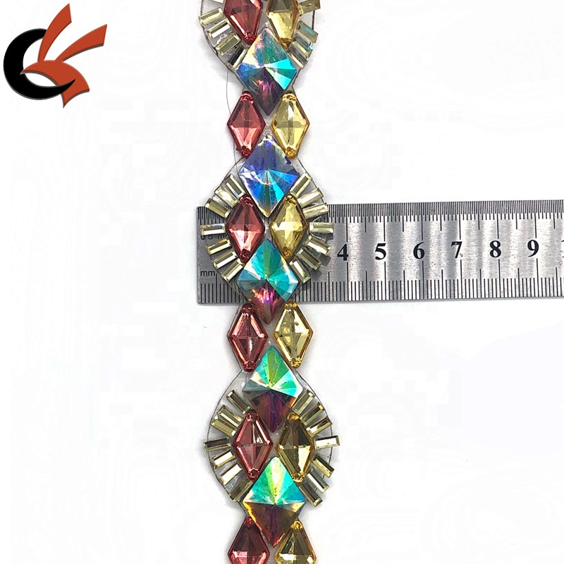 Costume decoration trims iron on rhinestone diamante chain trimming