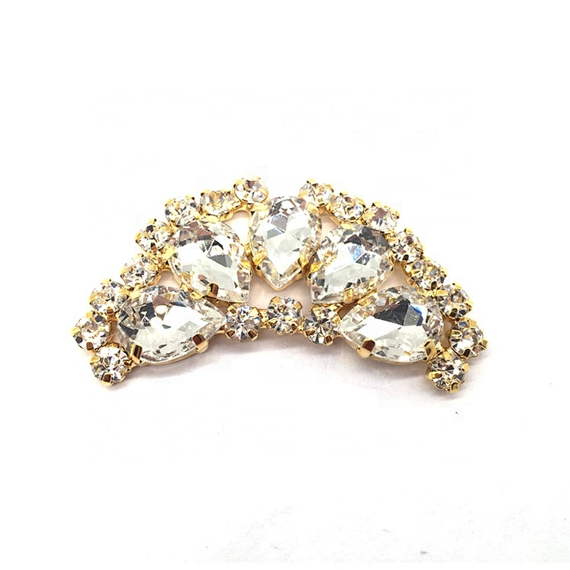 Handmade Flat Back Metal Glass Beads Jewelry Buckle For Garment Accessories