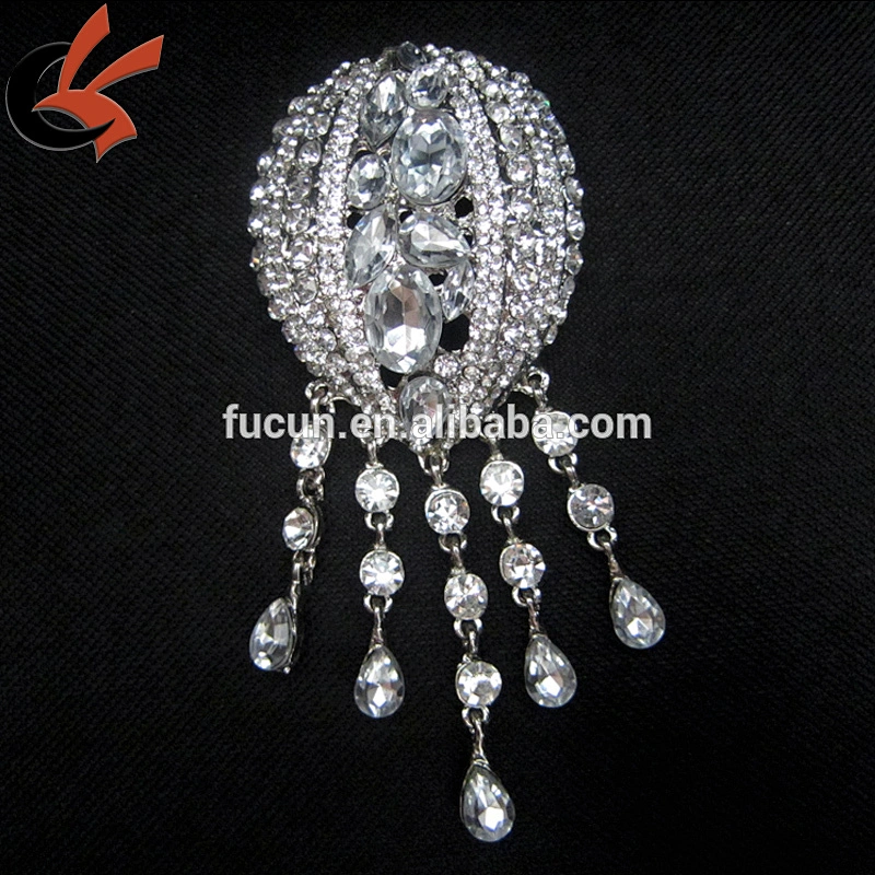 chair sash crystal brooch diamante rhinestone brooch with pendant