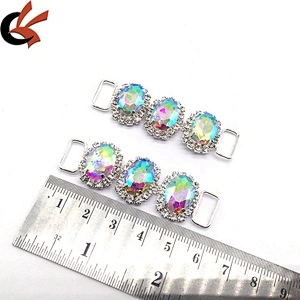 Women Swimwear Bikini Connector AB Oval Mini Center Part Silver Bikini Buckle Connector For Top and Bottom